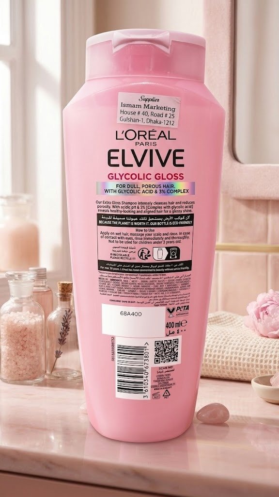 Loreal Paris Elvive Glycolic Gloss Shampoo For Dull And Porous Hair 400ml