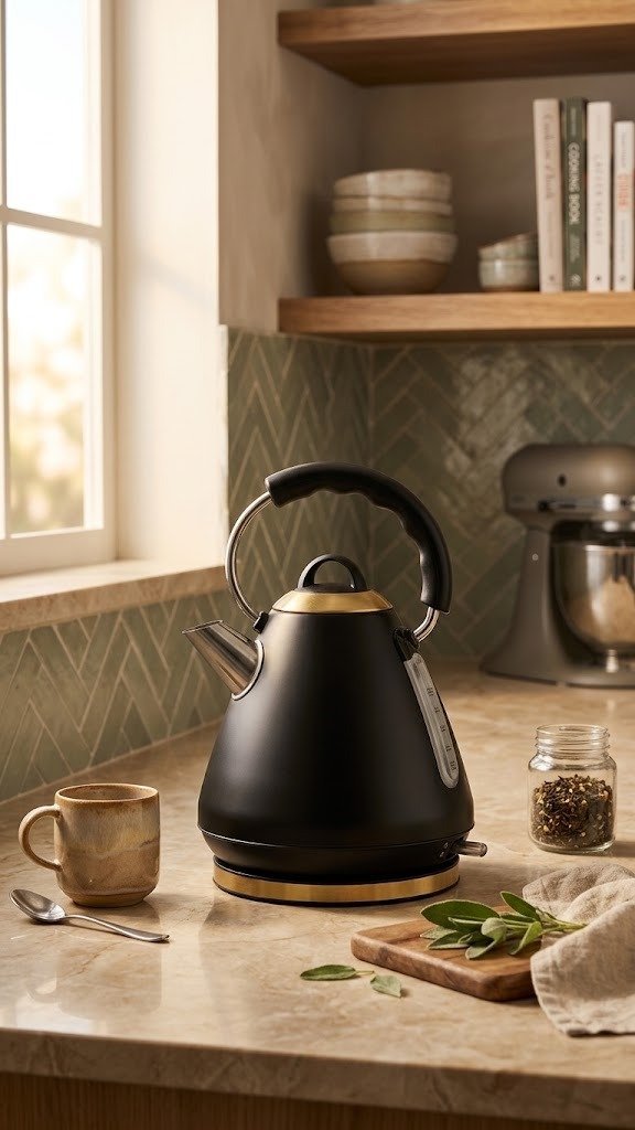 Black and rose-gold pyramid electric kettle