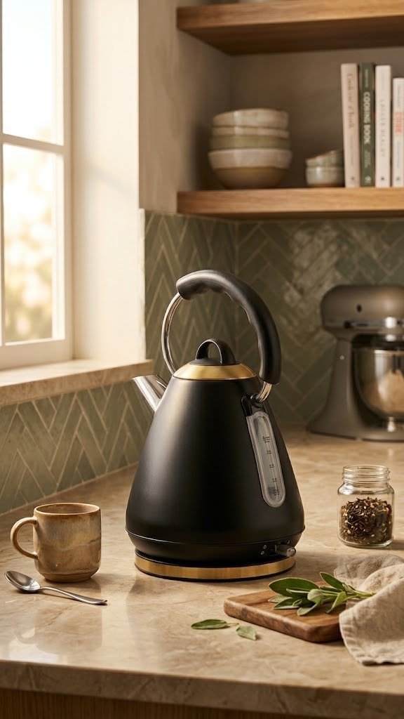 Black and rose-gold pyramid electric kettle