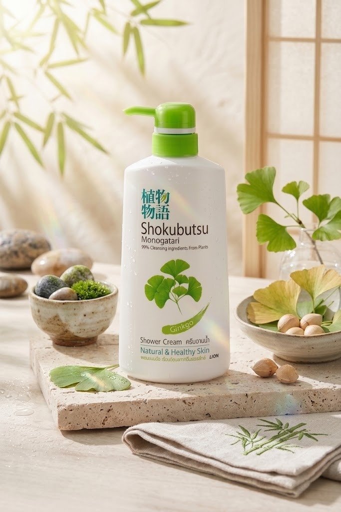 Shokubutsu Monogatari Ginkgo Natural & Healthy Skin Shower Cream -500ml