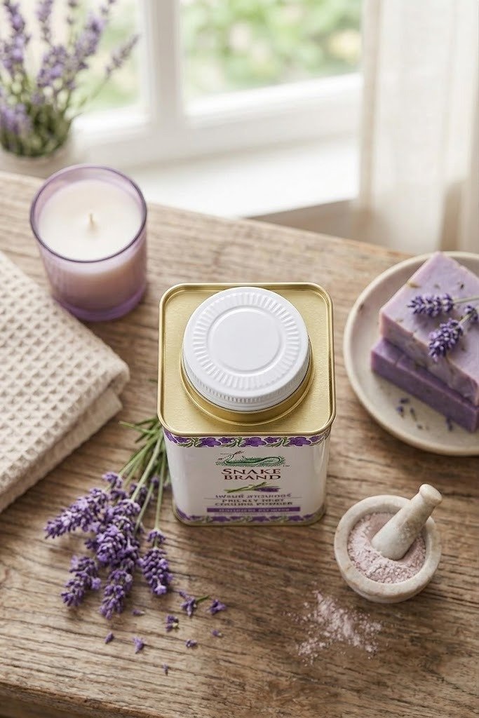 Snake Brand Prickly Heat Relaxing Cooling Powder with French Lavender