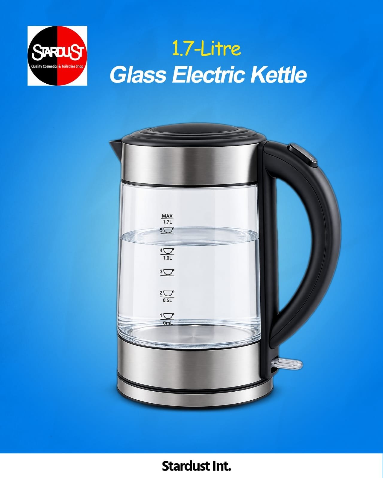 George Home Fast Boil Iridescent Glass Kettle 1.7L