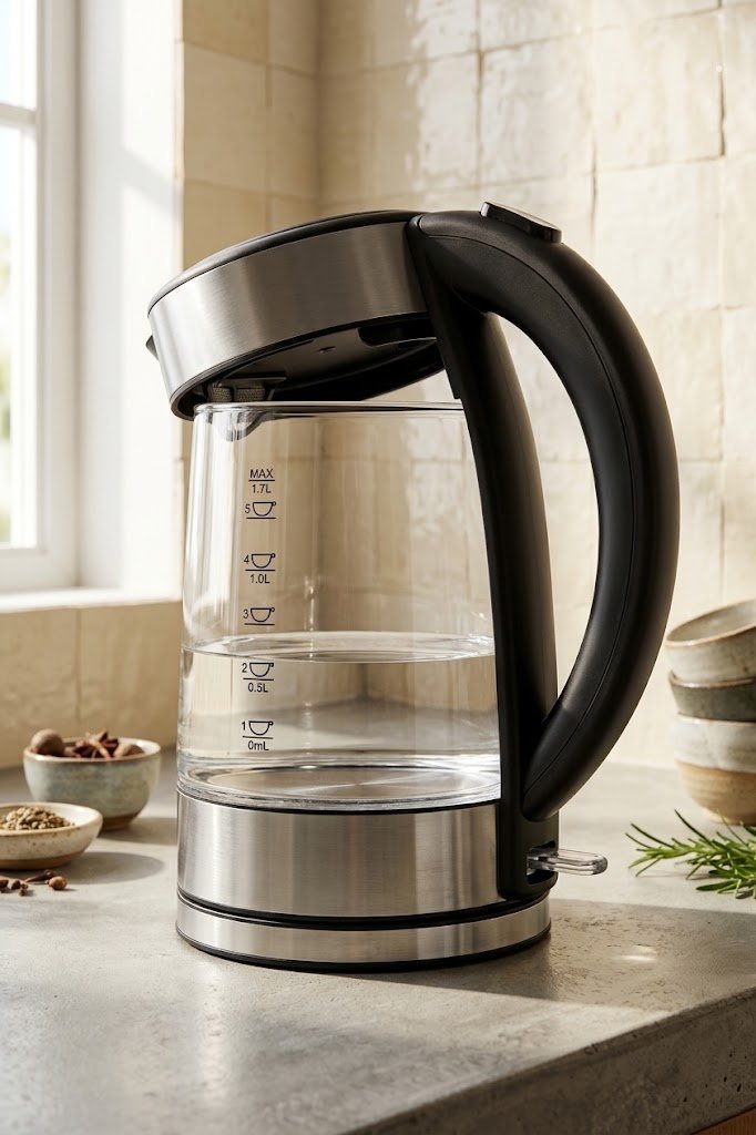 George Home Fast Boil Iridescent Glass Kettle 1.7L