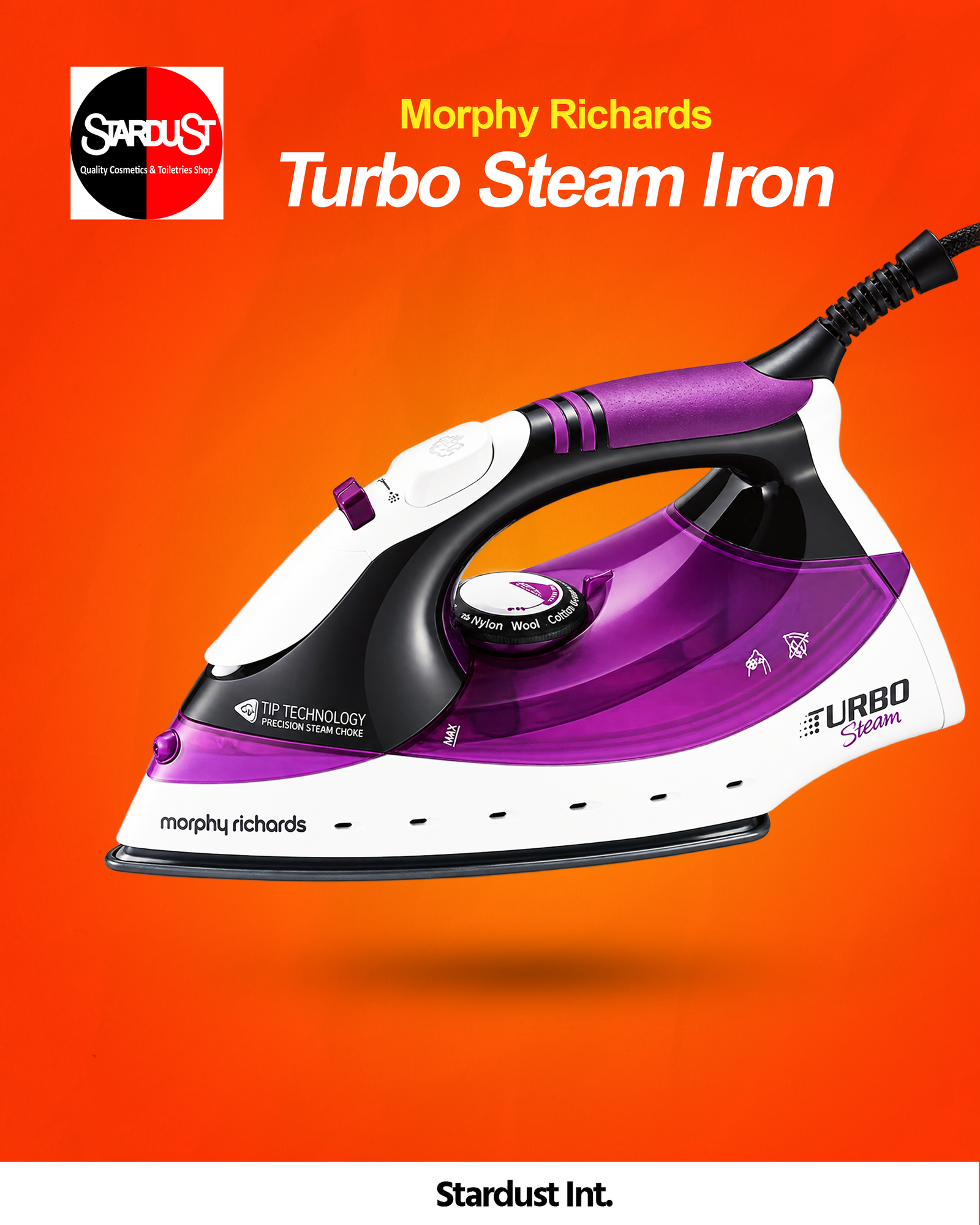 Morphy Richards Turbosteam 2800W Steam Iron – Purple & White