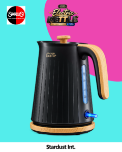 George Home Black Wood Textured Scandi Fast Boil Electric Kettle 1.7L